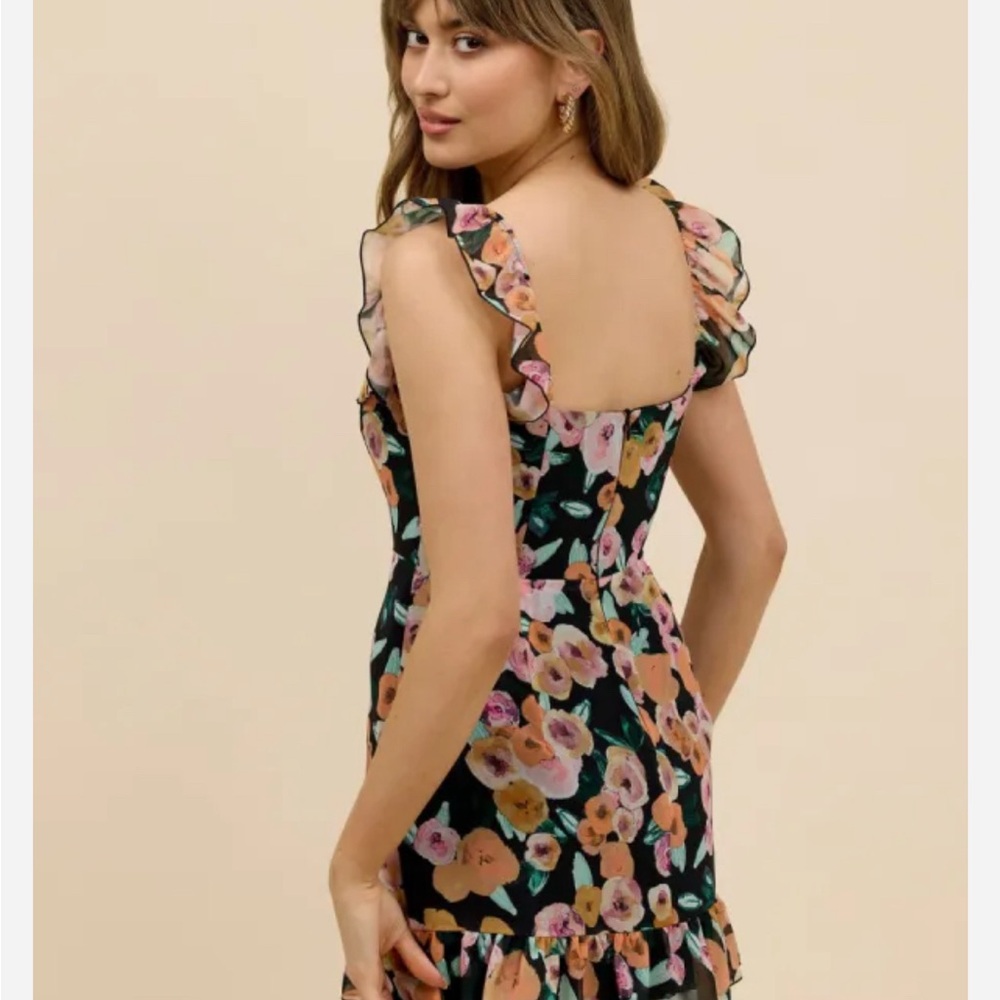 Floral Ruffle Mini Dress - Picture 2 of 5